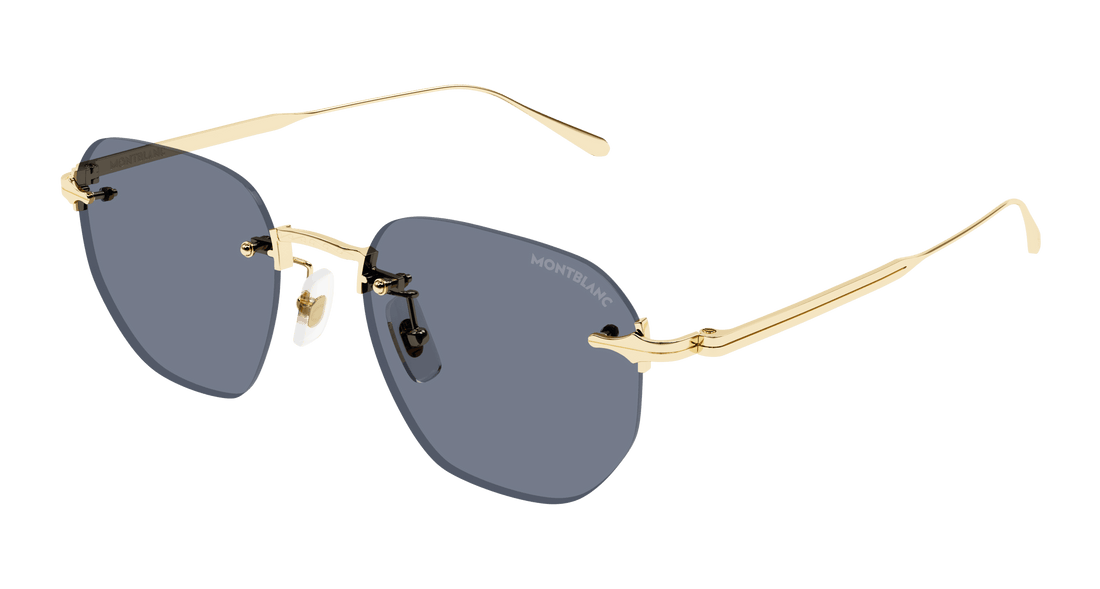 Óculos de sol montblanc mb0405s 003 dorado round masculino tamanho 51mm - Vista principal
