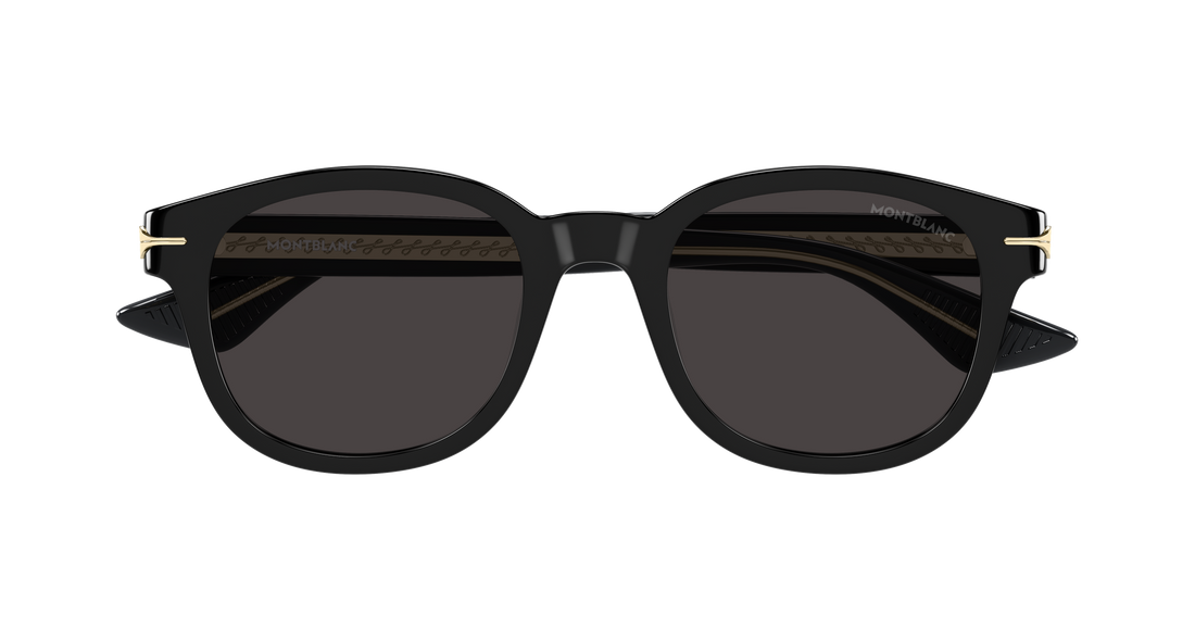 Óculos de sol montblanc mb0435s 001 negro round/oval/panthos masculino tamanho 51mm - Vista de detalhe
