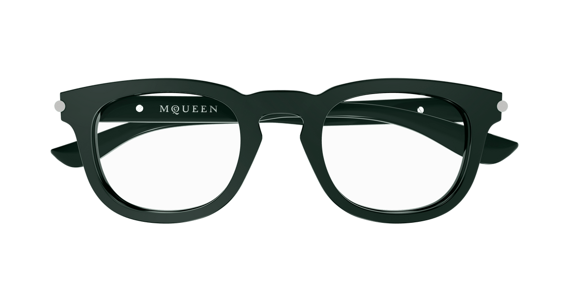 Óculos graduados alexander mcqueen am0498o 004 verde round masculino tamanho 48mm - Vista de detalhe