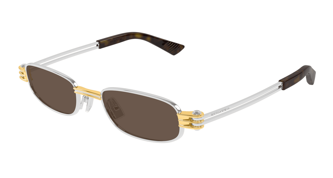 Óculos de sol bottega veneta bv1381s 001 plateado square unisex tamanho 50mm - Vista principal