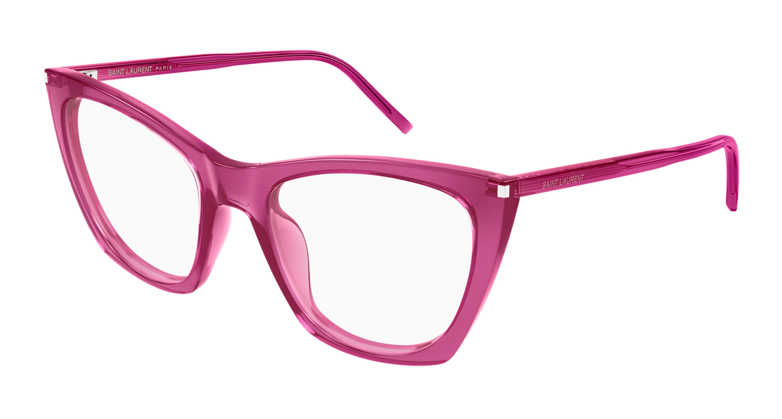 Óculos graduados saint laurent sl 214 kate thin opt 005 rosa cat eye femenino tamanho 55mm - Vista principal