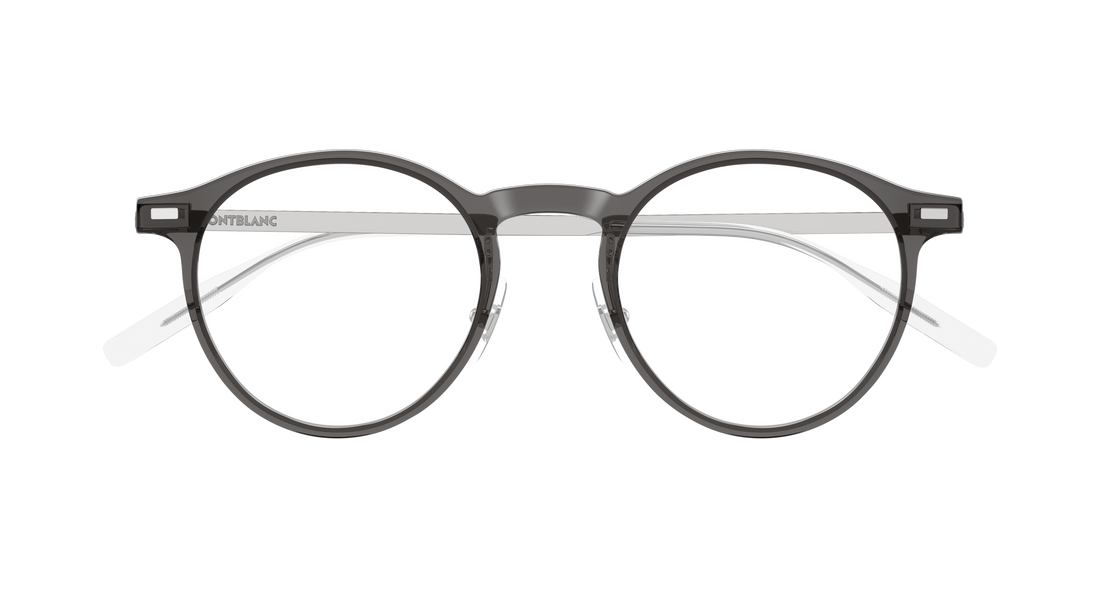 Óculos graduados montblanc mb0426o 004 gris round/oval/panthos masculino tamanho 48mm - Vista de detalhe