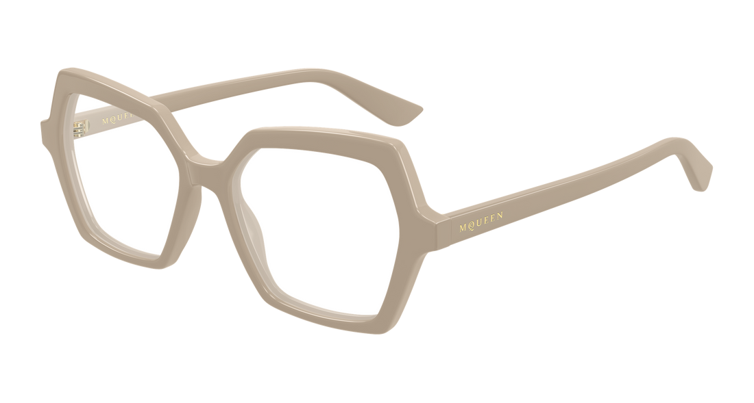 Brillen alexander mcqueen am0537o 003 beige geometric femenino größe 54mm - Hauptansicht