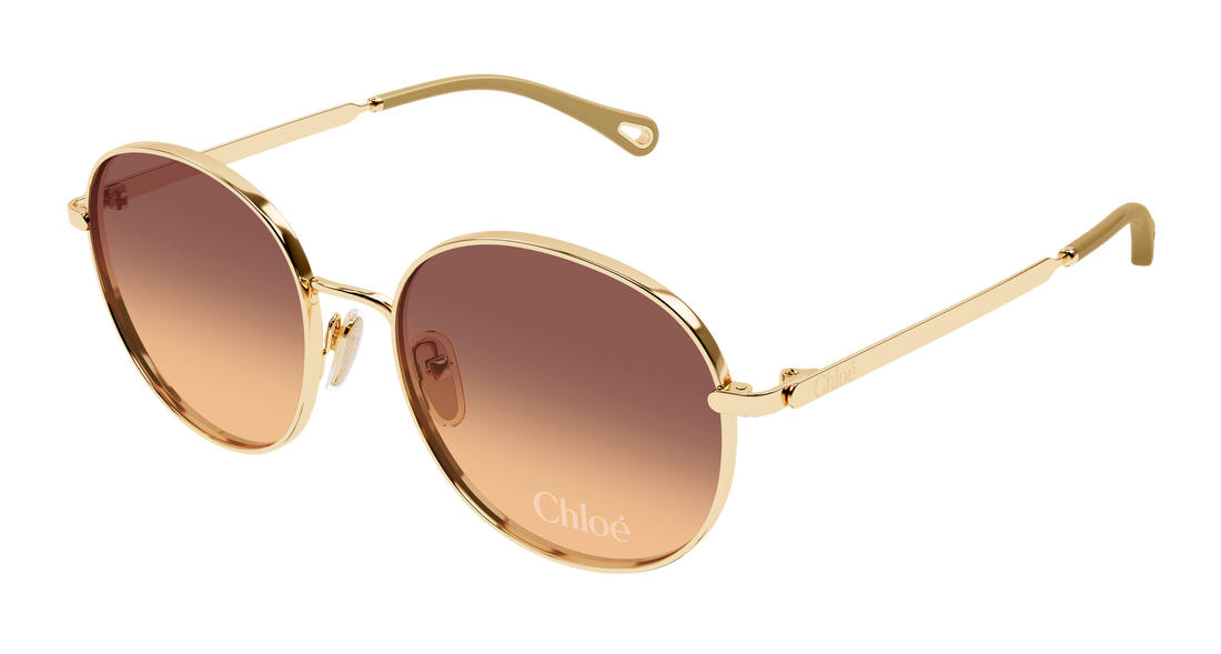 Sunglasses chloé ch0325sk 004 dorado round/oval/panthos femenino size 56mm - Main view