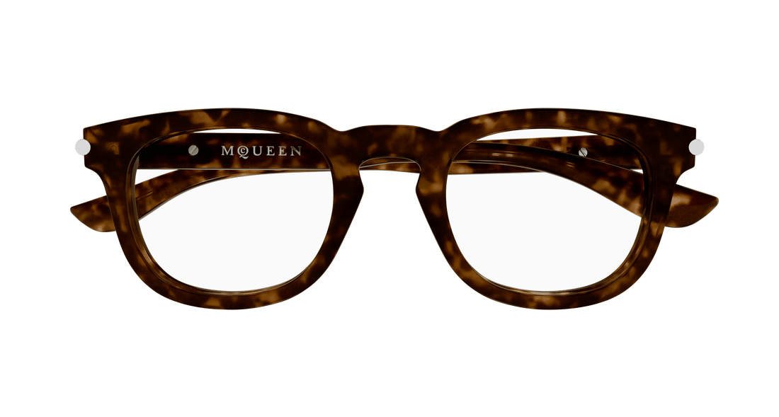 Óculos graduados alexander mcqueen am0498o 002 havana round masculino tamanho 48mm - Vista de detalhe