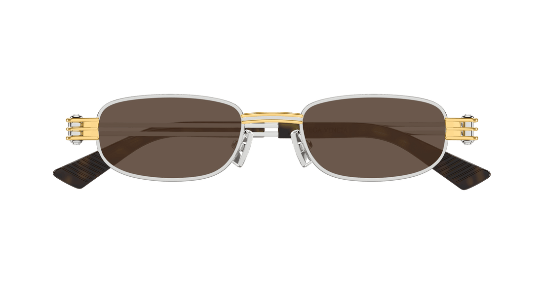 Óculos de sol bottega veneta bv1381s 001 plateado square unisex tamanho 50mm - Vista de detalhe