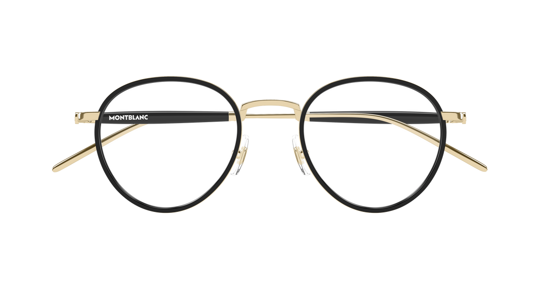 Óculos graduados montblanc mb0442o 001 dorado round/oval/panthos masculino tamanho 49mm - Vista de detalhe