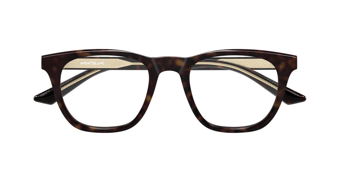 Briller montblanc mb0422o 008 havana rectangular / squared masculino størrelse 53mm - Detaljeret visning