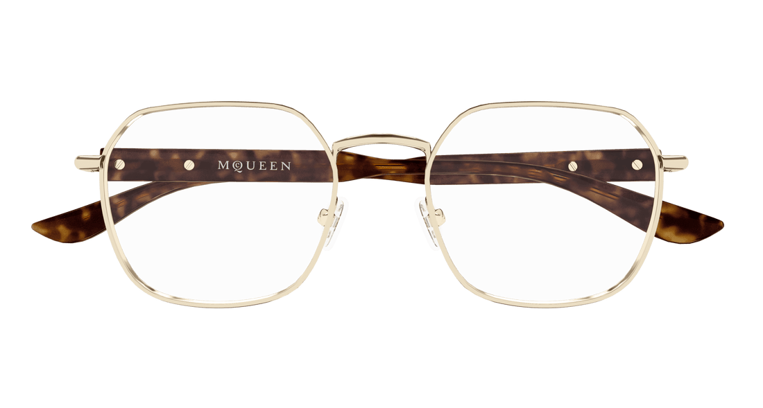 Óculos graduados alexander mcqueen am0499o 003 dorado geometric masculino tamanho 52mm - Vista de detalhe