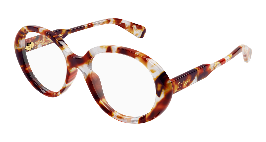 Lunettes de vue chloé ch0221o 008 havana round/oval/panthos femenino taille 53mm - Vue principale