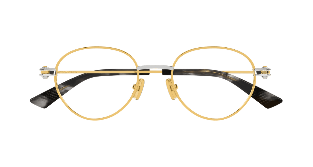 Gafas graduadas bottega veneta bv1382o 002 dorado round unisex talla 50mm - Vista de detalle