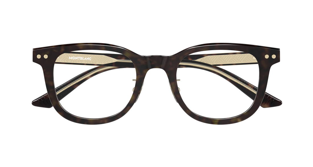 Óculos graduados montblanc mb0450oj 007 havana round/oval/panthos masculino tamanho 53mm - Vista de detalhe