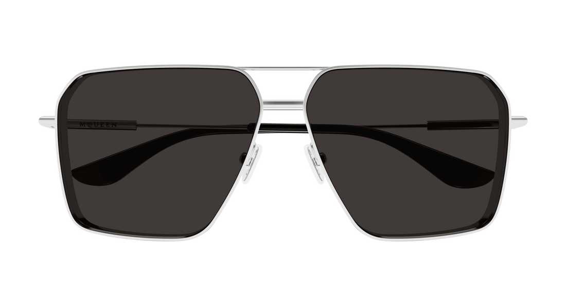 Óculos de sol alexander mcqueen am0500s 001 plateado pilot masculino tamanho 60mm - Vista de detalhe