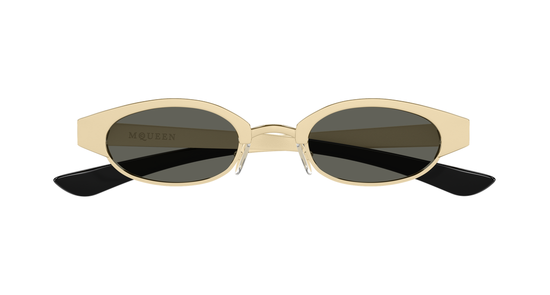 Óculos de sol alexander mcqueen am0545s 001 dorado round/oval/panthos unisex tamanho 48mm - Vista de detalhe
