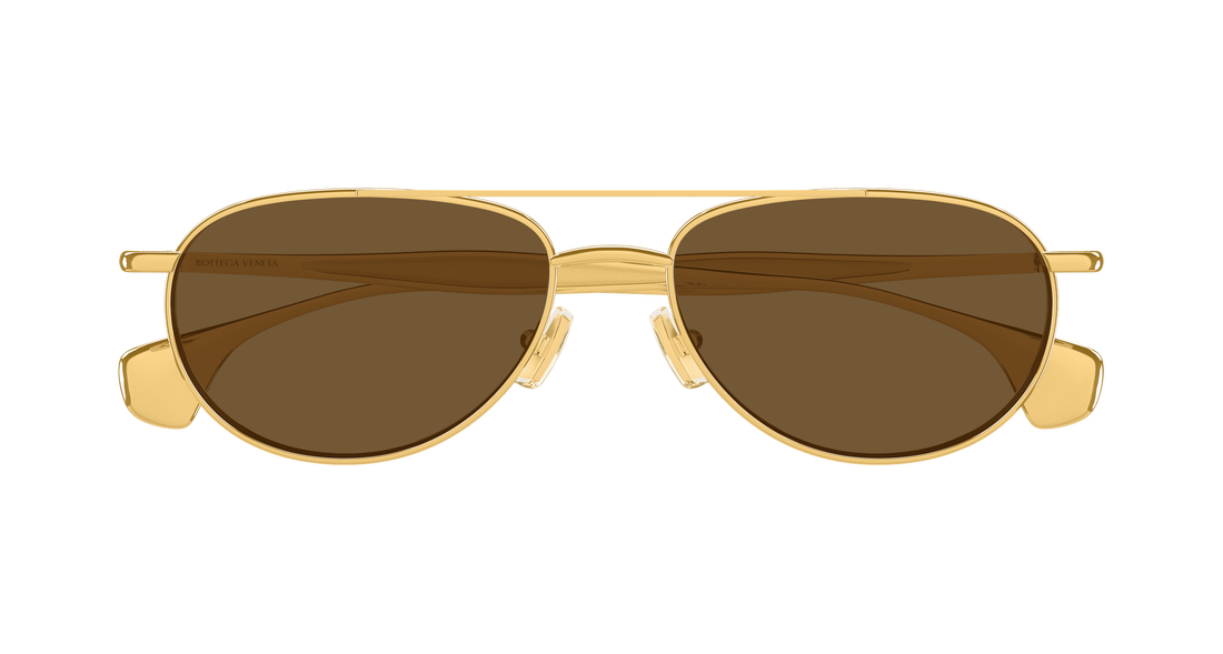 Sunglasses bottega veneta bv1419s 001 dorado geometric unisex size 56mm - Detailed view