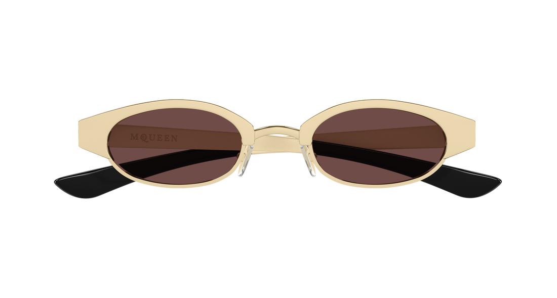 Óculos de sol alexander mcqueen am0545s 002 dorado round/oval/panthos unisex tamanho 48mm - Vista de detalhe