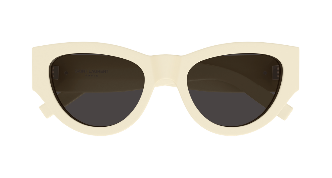 Óculos de sol saint laurent sl m94 012 beige cat eye femenino tamanho 53mm - Vista de detalhe