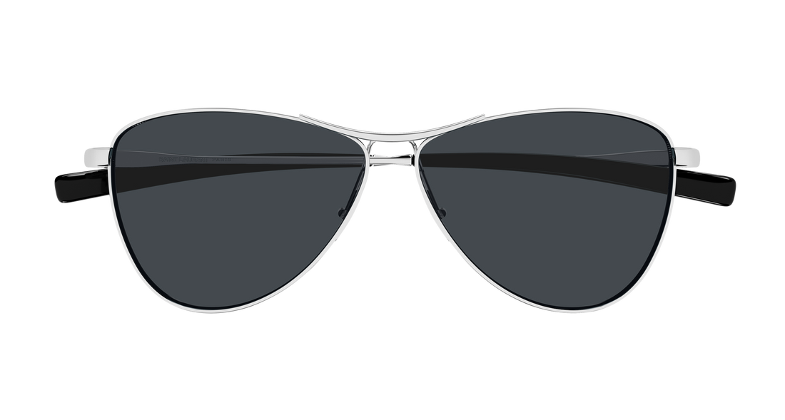 Óculos de sol saint laurent sl 831 vesper 002 plateado pilot/navigator femenino tamanho 55mm - Vista de detalhe