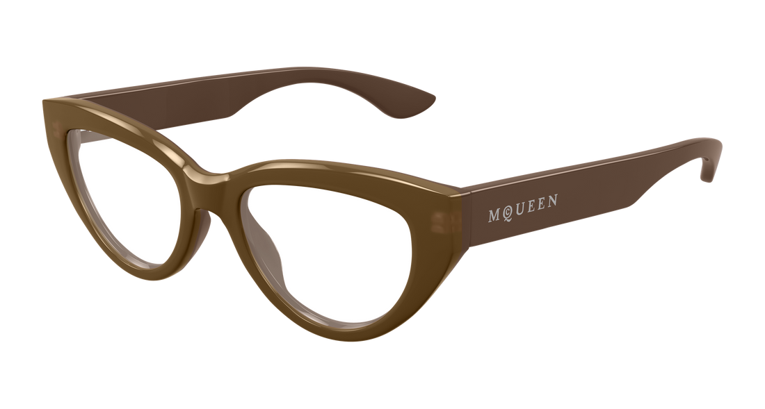 Brillen alexander mcqueen am0529o 003 marron cat eye femenino größe 52mm - Hauptansicht