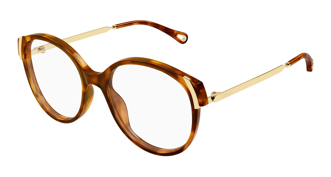 Prescription glasses chloé ch0328o 002 havana round/oval/panthos femenino size 52mm - Main view