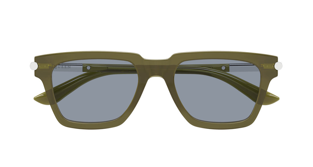 Occhiali da sole alexander mcqueen am0519s 004 verde rectangular / squared masculino taglia 52mm - Vista dettagliata