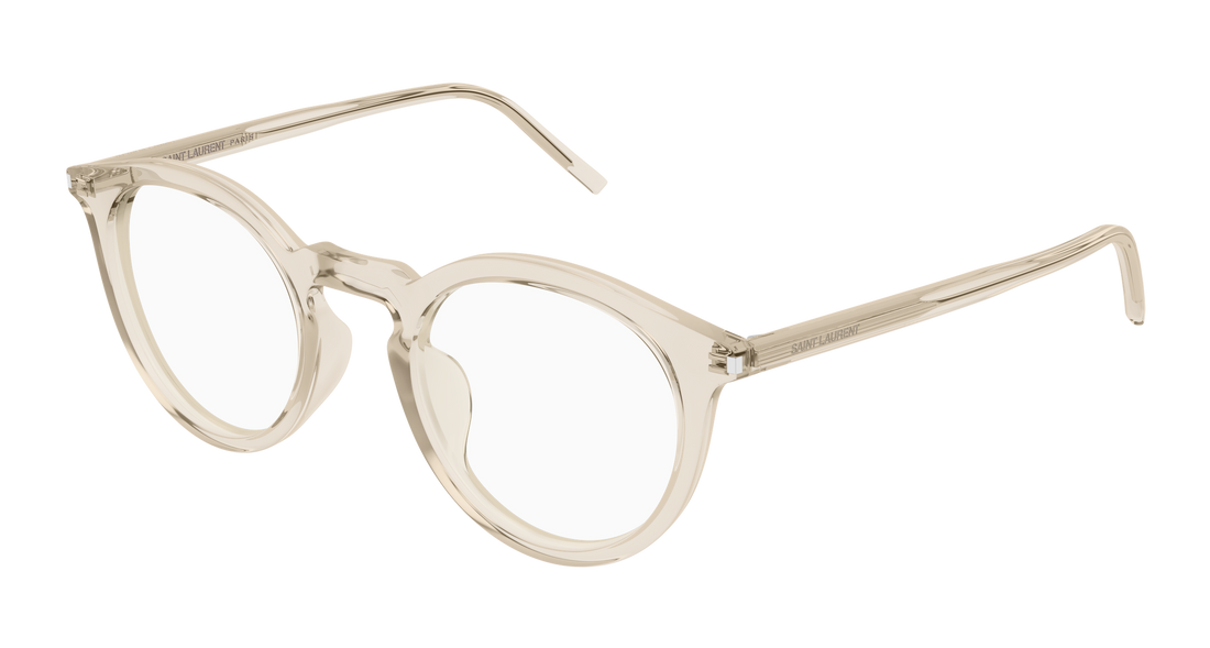 Prescription glasses saint laurent sl 347/f 004 beige round unisex size 48mm - Main view