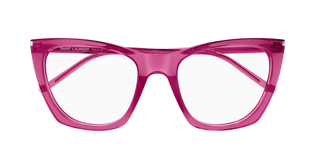Óculos graduados saint laurent sl 214 kate thin opt 005 rosa cat eye femenino tamanho 55mm - Vista de detalhe