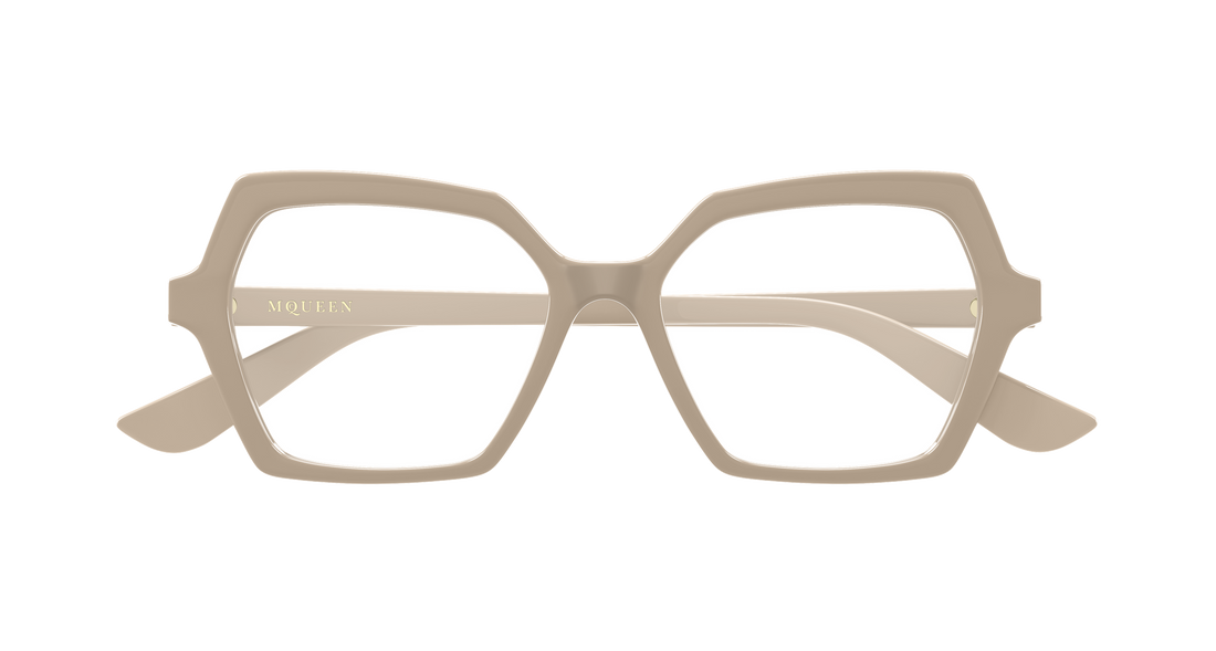 Brillen alexander mcqueen am0537o 003 beige geometric femenino größe 54mm - Detailansicht