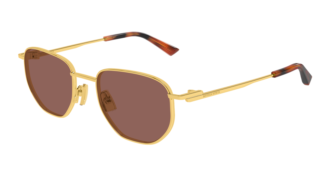 Óculos de sol bottega veneta bv1301s 008 dorado round/oval/panthos unisex tamanho 52mm - Vista principal