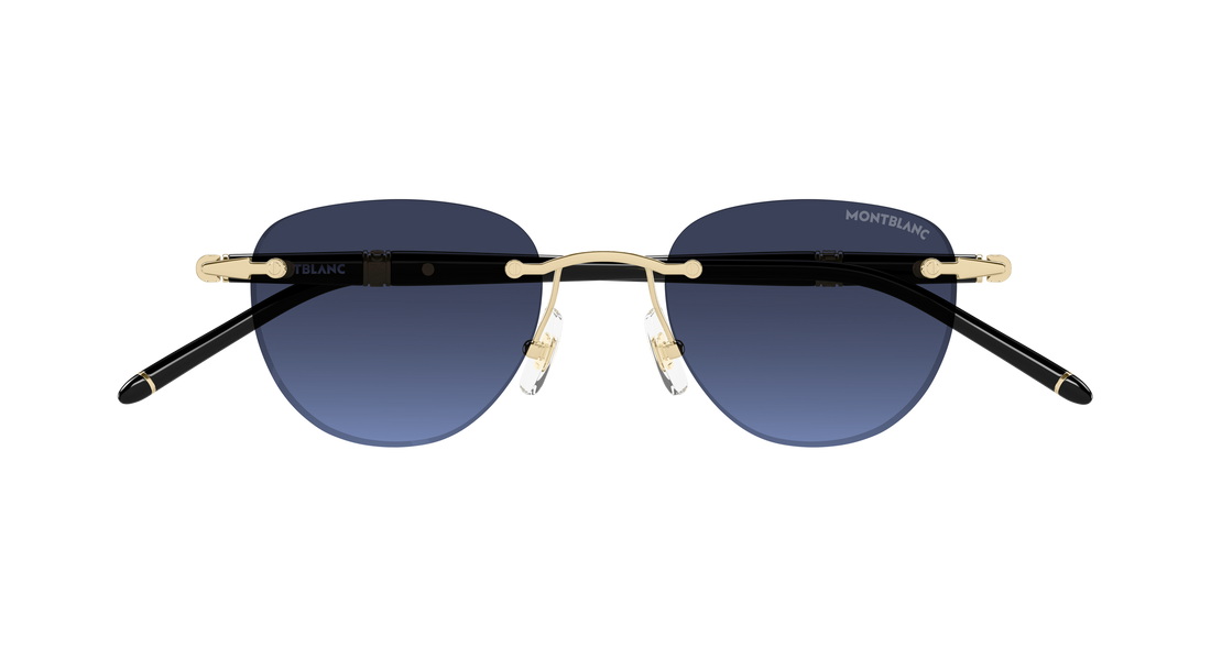 Óculos de sol montblanc mb0412s 006 dorado round/oval/panthos masculino tamanho 48mm - Vista de detalhe