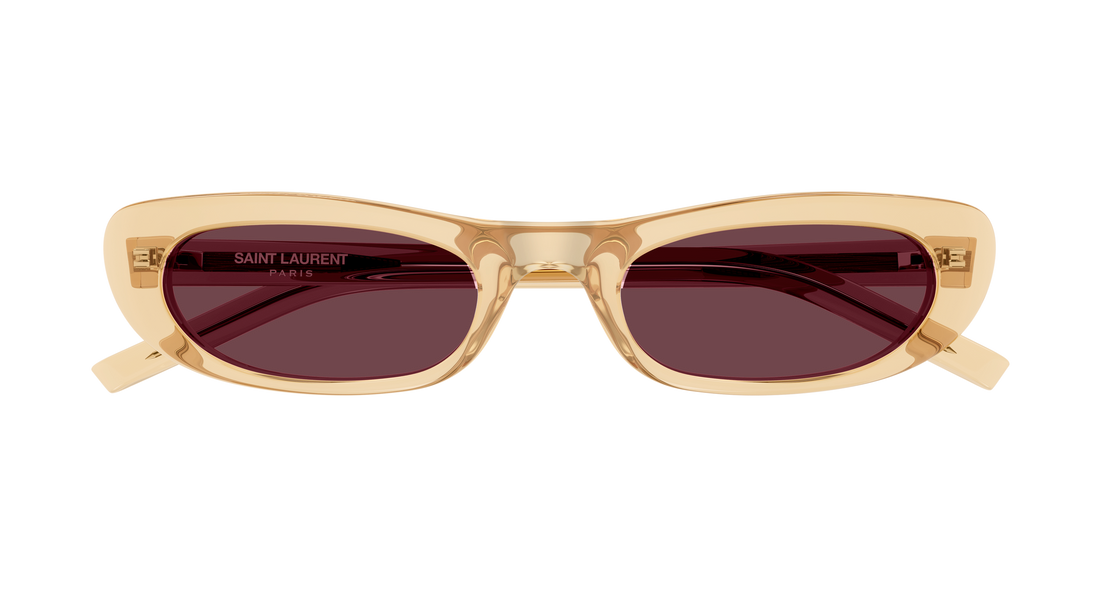 Óculos de sol saint laurent sl 557 shade 007 amarillo round/oval/panthos femenino tamanho 53mm - Vista de detalhe