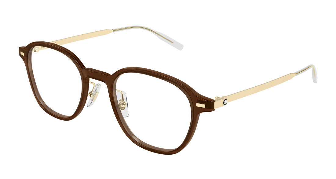 Occhiali da vista montblanc mb0427o 005 marron round/oval/panthos masculino taglia 50mm - Vista principale
