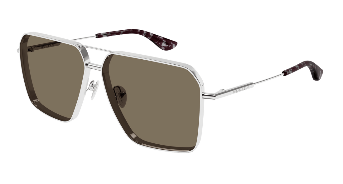 Óculos de sol alexander mcqueen am0500s 002 plateado pilot masculino tamanho 60mm - Vista principal