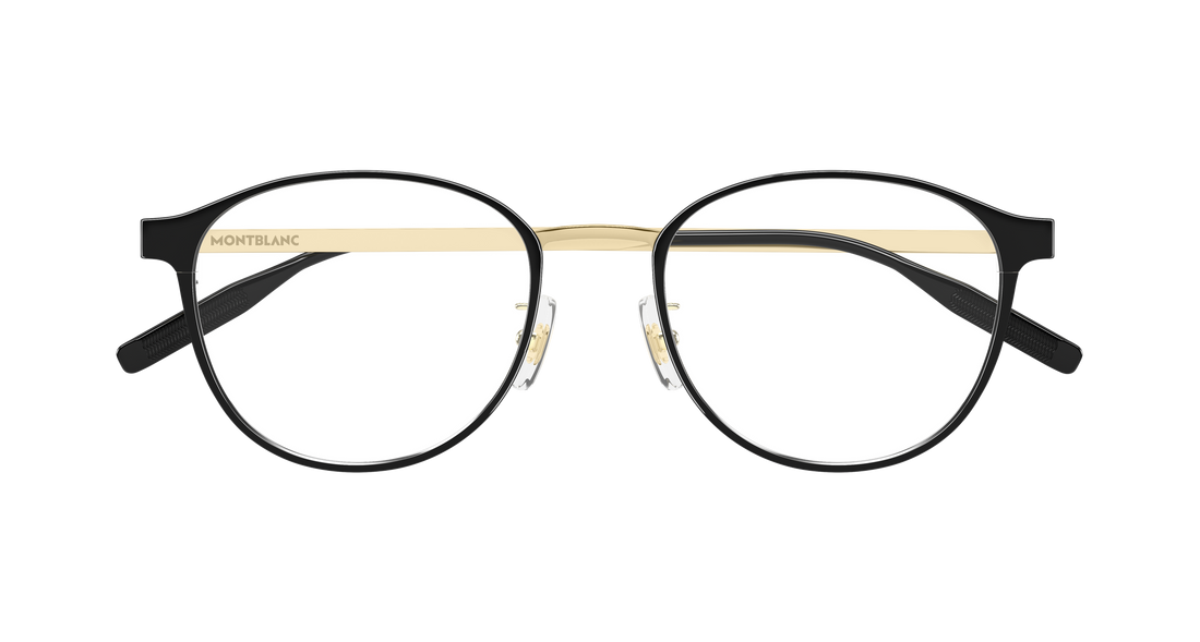 Óculos graduados montblanc mb0447oa 003 negro round/oval/panthos masculino tamanho 52mm - Vista de detalhe