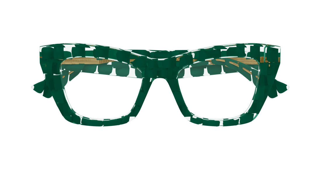 Occhiali da vista bottega veneta bv1215o 008 verde cat eye femenino taglia 50mm - Vista dettagliata