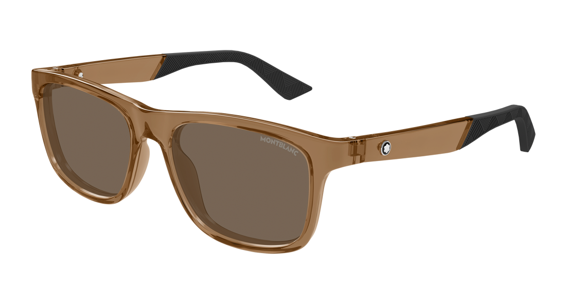 Zonnebrillen montblanc mb0432s 004 marron rectangular / squared masculino maat 55mm - Hoofdaanzicht
