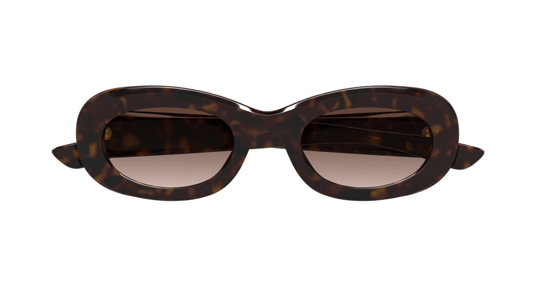 Sonnenbrillen alexander mcqueen am0527sa 002 havana round/oval/panthos femenino größe 53mm - Detailansicht