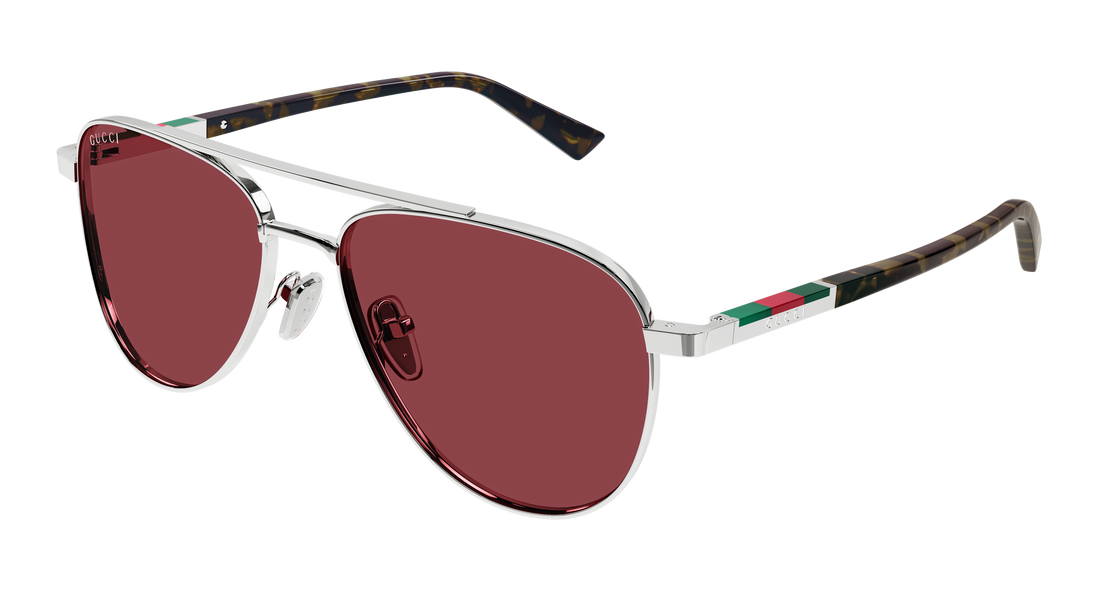 Óculos de sol gucci gg1962s 003 plateado pilot/navigator masculino tamanho 56mm - Vista principal