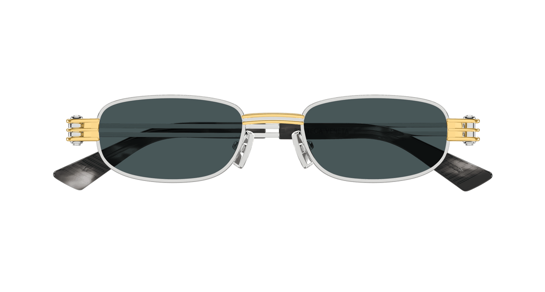 Óculos de sol bottega veneta bv1381s 003 plateado square unisex tamanho 50mm - Vista de detalhe