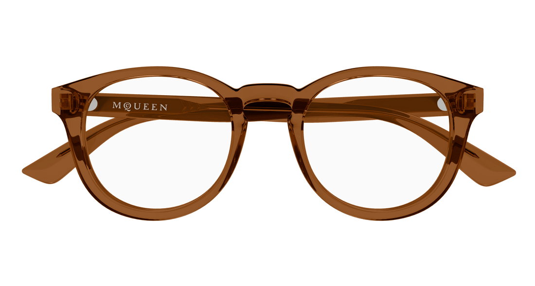 Brillen alexander mcqueen am0514o 004 marron round unisex größe 48mm - Detailansicht