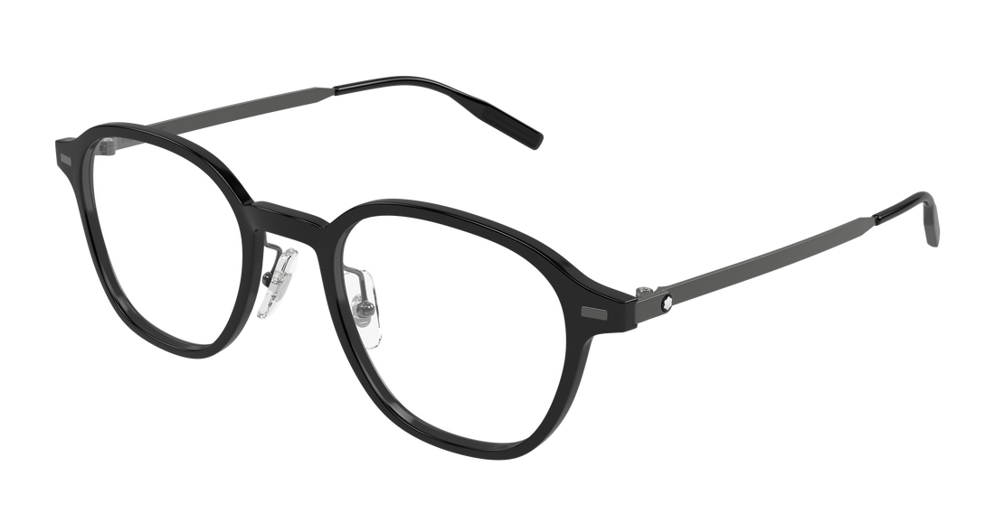 Óculos graduados montblanc mb0427o 001 negro round/oval/panthos masculino tamanho 50mm - Vista principal