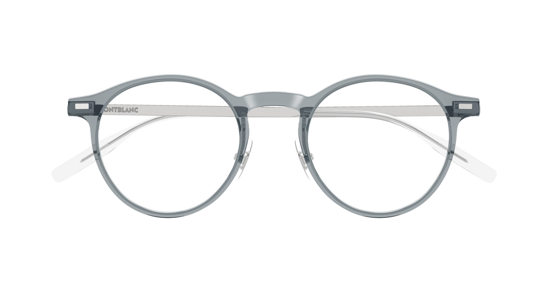 Óculos graduados montblanc mb0426o 003 gris round/oval/panthos masculino tamanho 48mm - Vista de detalhe