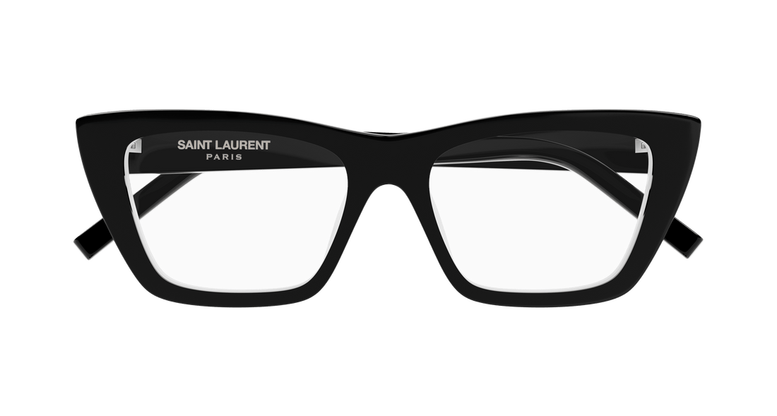 Óculos graduados saint laurent sl 276 mica opt 009 negro cat eye femenino tamanho 53mm - Vista de detalhe
