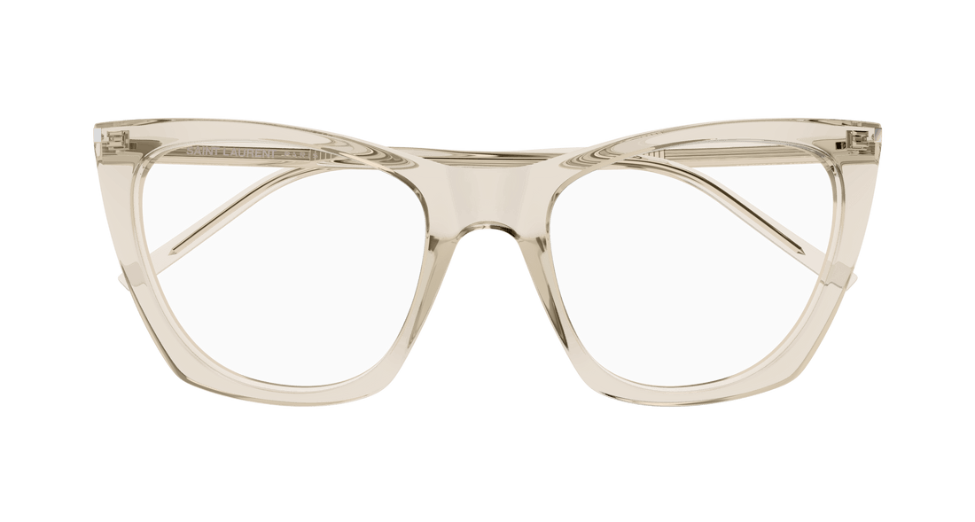 Óculos graduados saint laurent sl 214 kate thin opt 004 beige cat eye femenino tamanho 55mm - Vista de detalhe