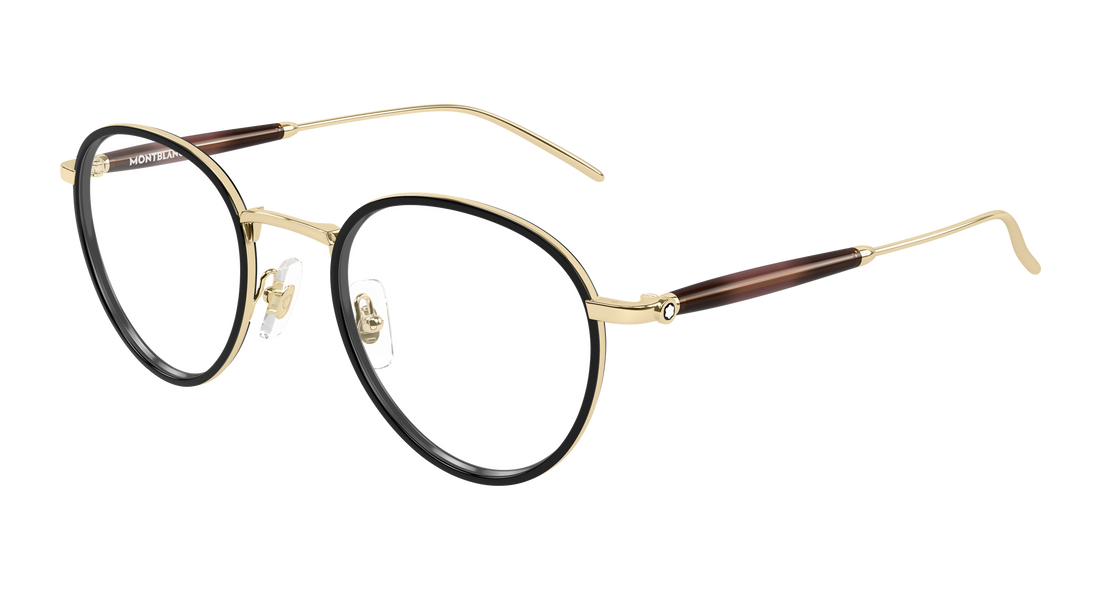 Óculos graduados montblanc mb0442o 002 dorado round/oval/panthos masculino tamanho 49mm - Vista principal