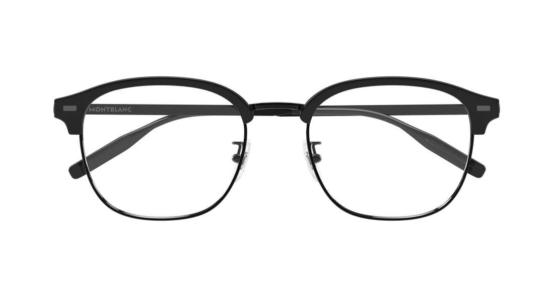Óculos graduados montblanc mb0446oa 002 negro round/oval/panthos masculino tamanho 54mm - Vista de detalhe