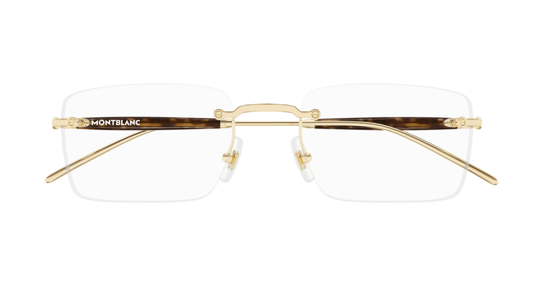 Óculos graduados montblanc mb0411o 002 dorado square masculino tamanho 55mm - Vista de detalhe