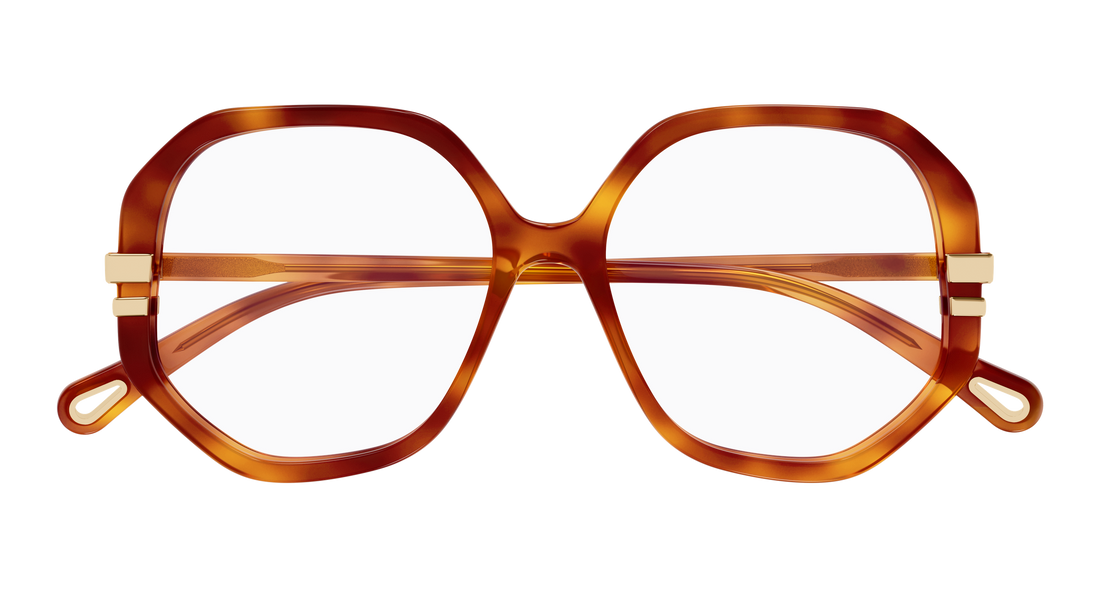 Prescription glasses chloé ch0107o 018 havana geometric femenino size 54mm - Detailed view