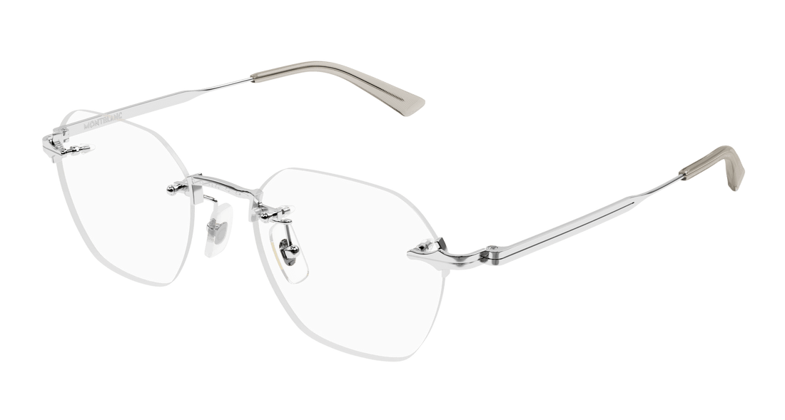 Óculos graduados montblanc mb0403o 002 plateado round masculino tamanho 50mm - Vista principal