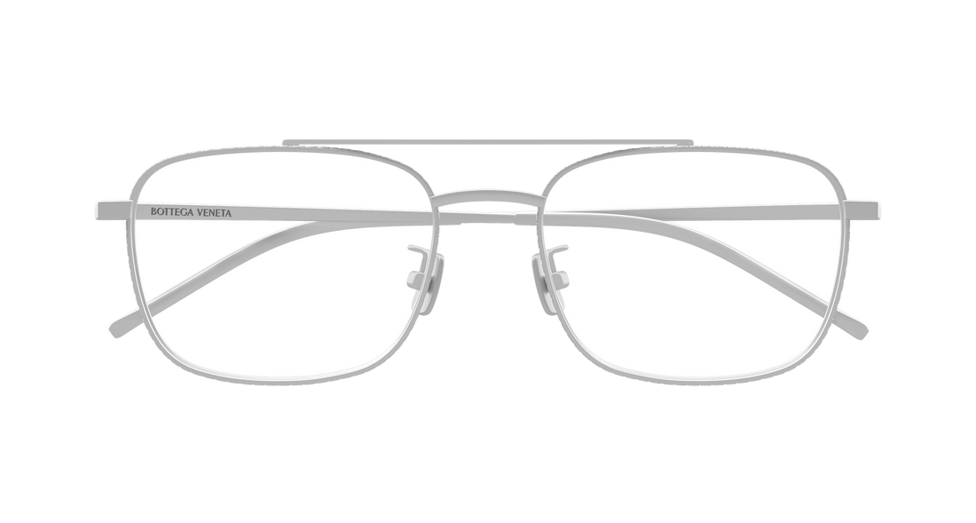 Óculos graduados bottega veneta bv1425oa 002 plateado rectangular / squared unisex tamanho 55mm - Vista de detalhe